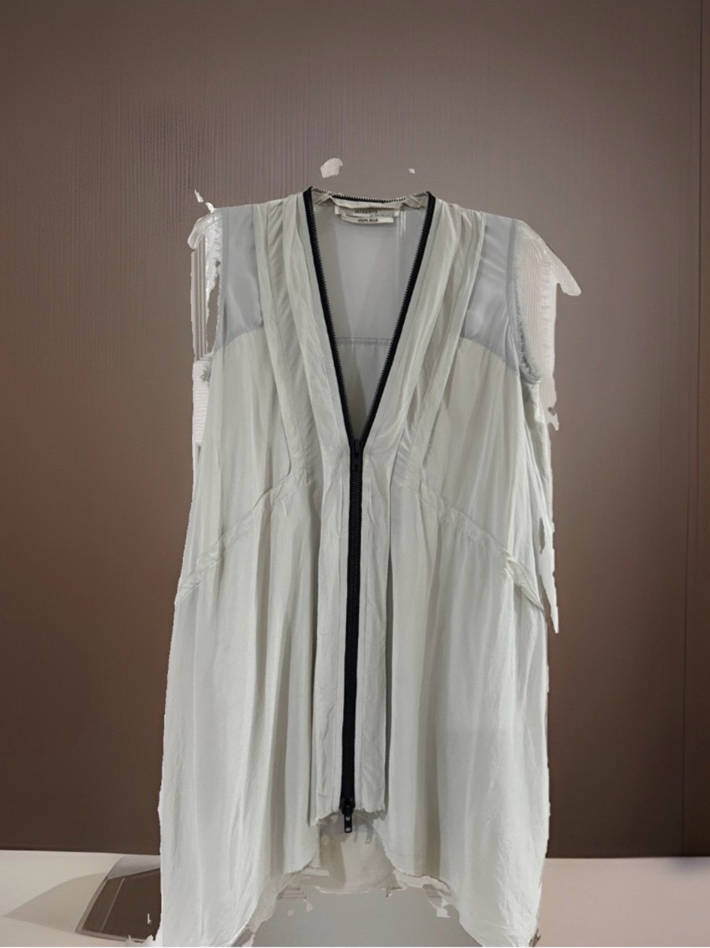 AllSaints 100% Silk Sleeveless Tunic Dress Vest Sz 2 Zip Front Asymmetrical